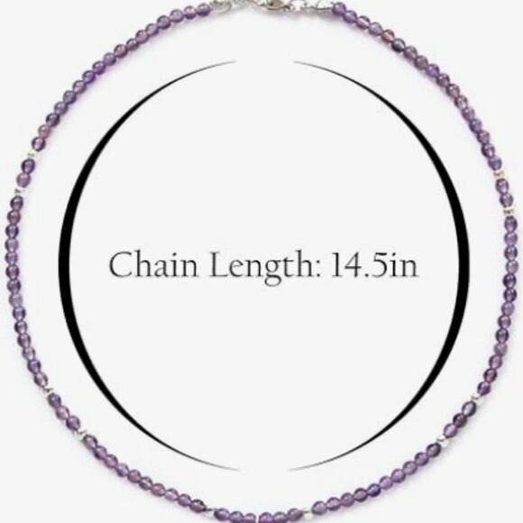 Amethyst Stone Choker Necklace Sterling Silver Plated NWOT - Picture 5 of 6